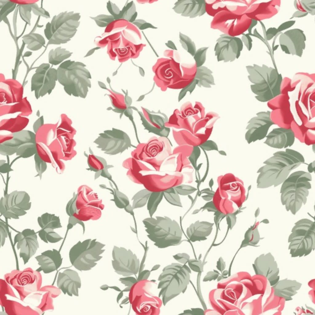 Vintage chintz rose fabric