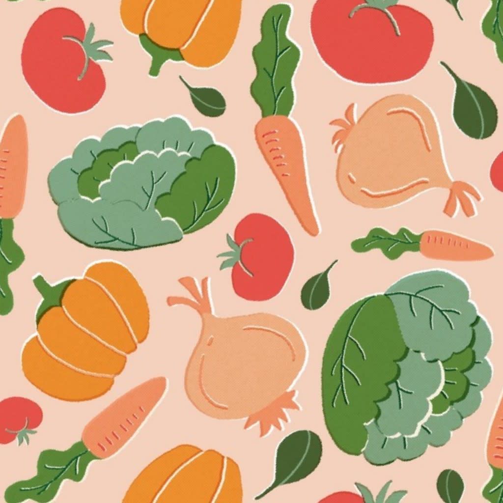 Vegetables on a light orange background