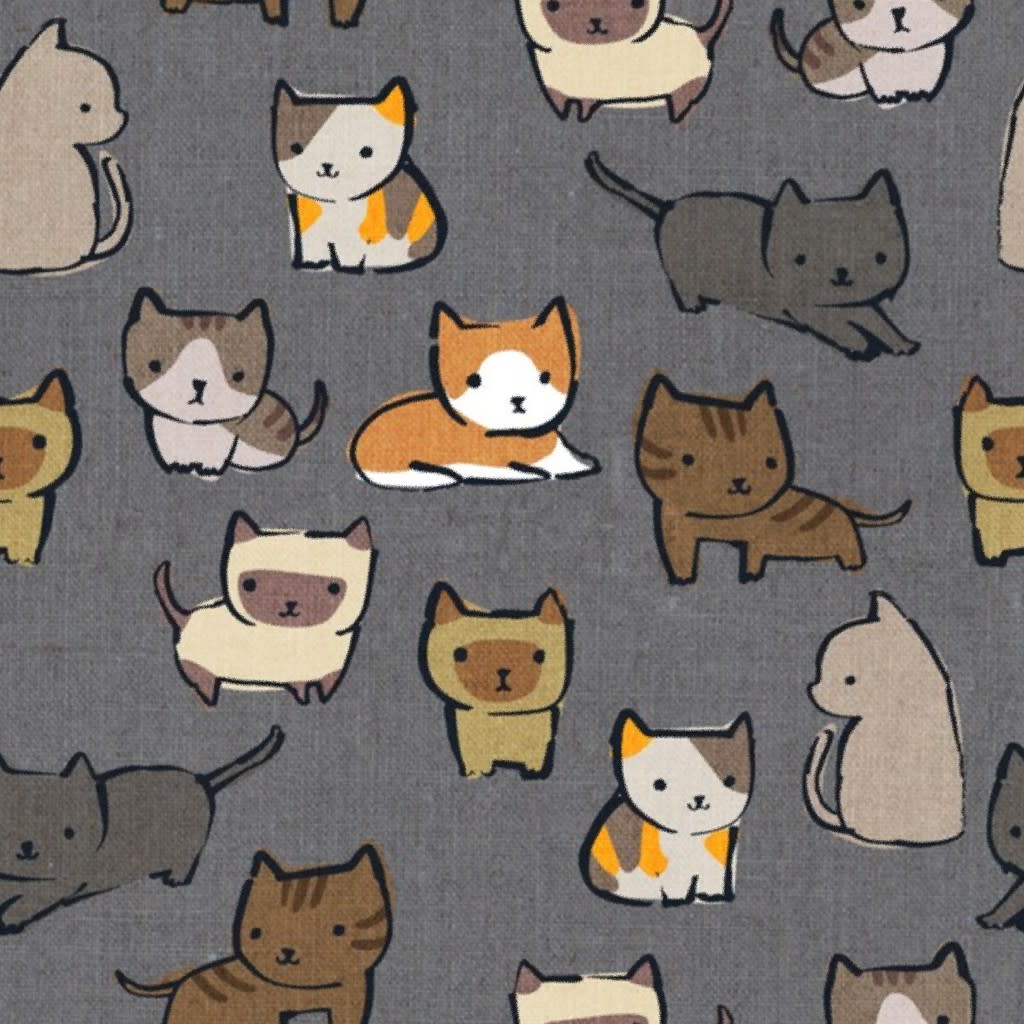 Noir Cat Face Fabric by nouveau_bohemian