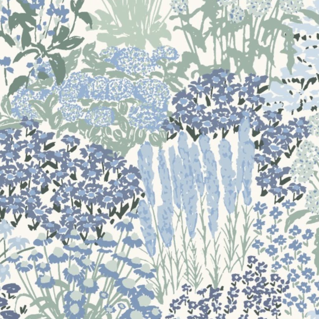 Garden Bloom Floral Jumbo Large Blue Hufton Studio Wallpaper by hufton_studio