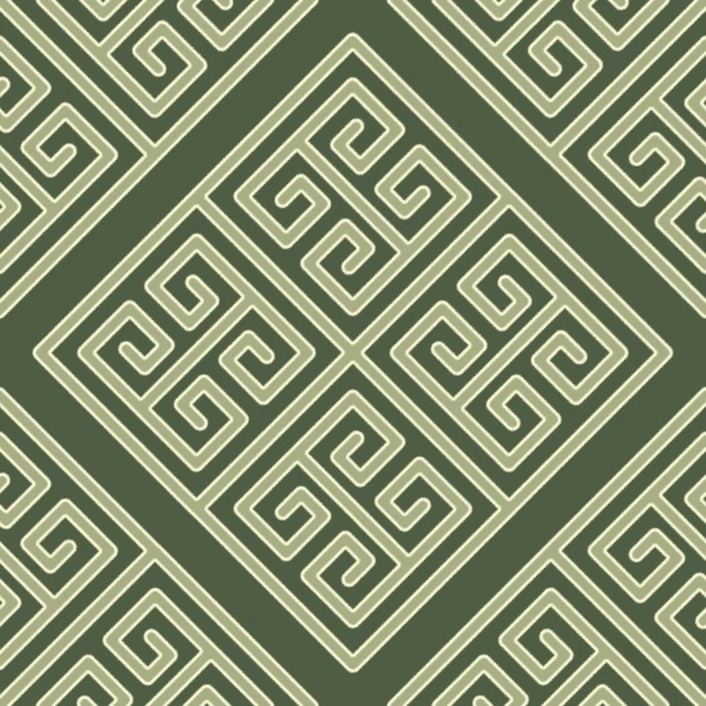 Bayeux Greek Key Green Wallpaper by eclectic_house