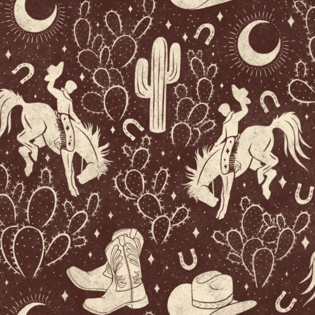 Cowboys and Cacti - large - brown and cream Wallpaper by byre_wilde
