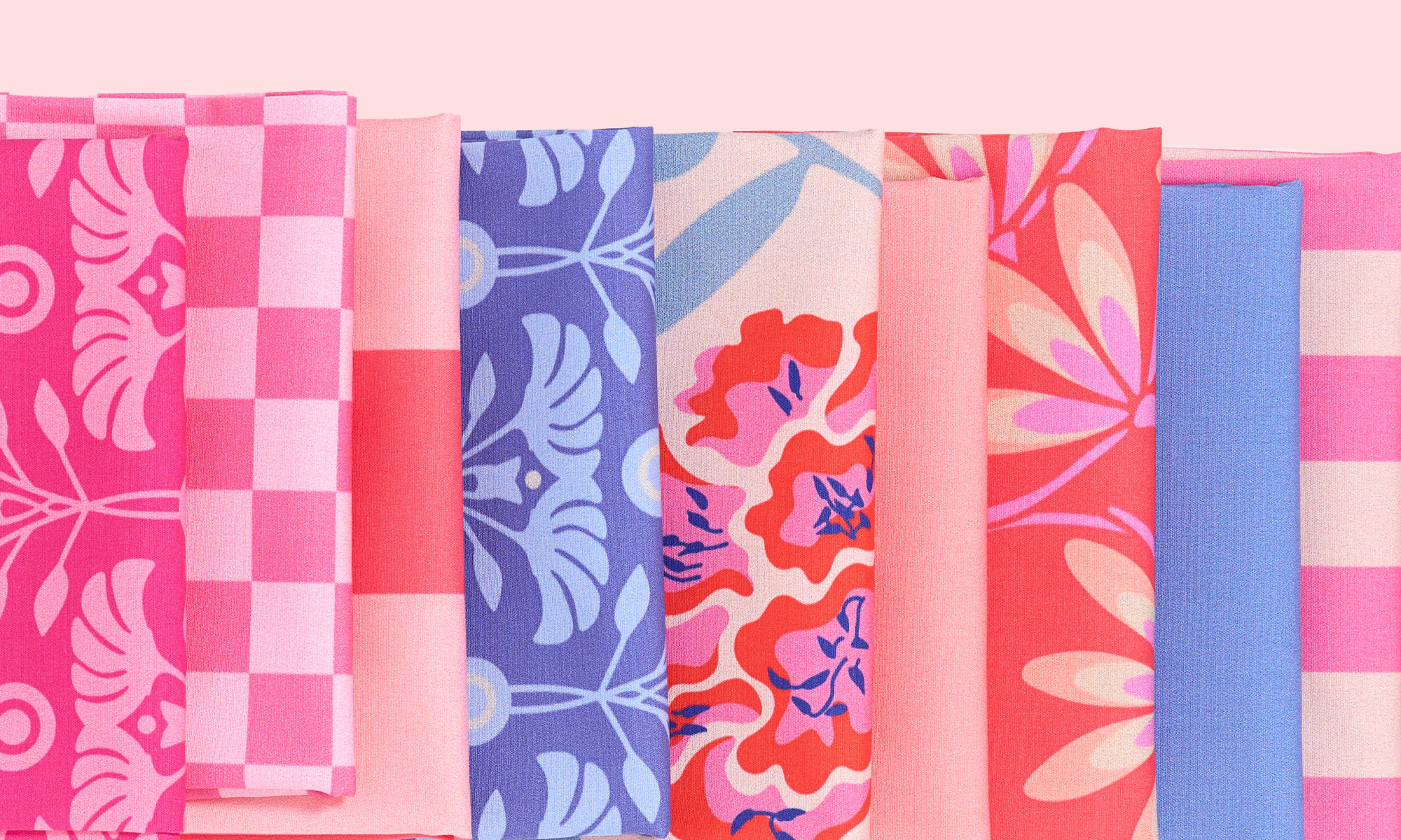 Colorful folded Spoonflower fabric