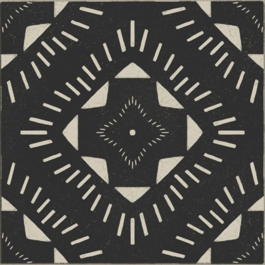 Southwest Boho Tile - Black + White - large scale Wallpaper by kristygood